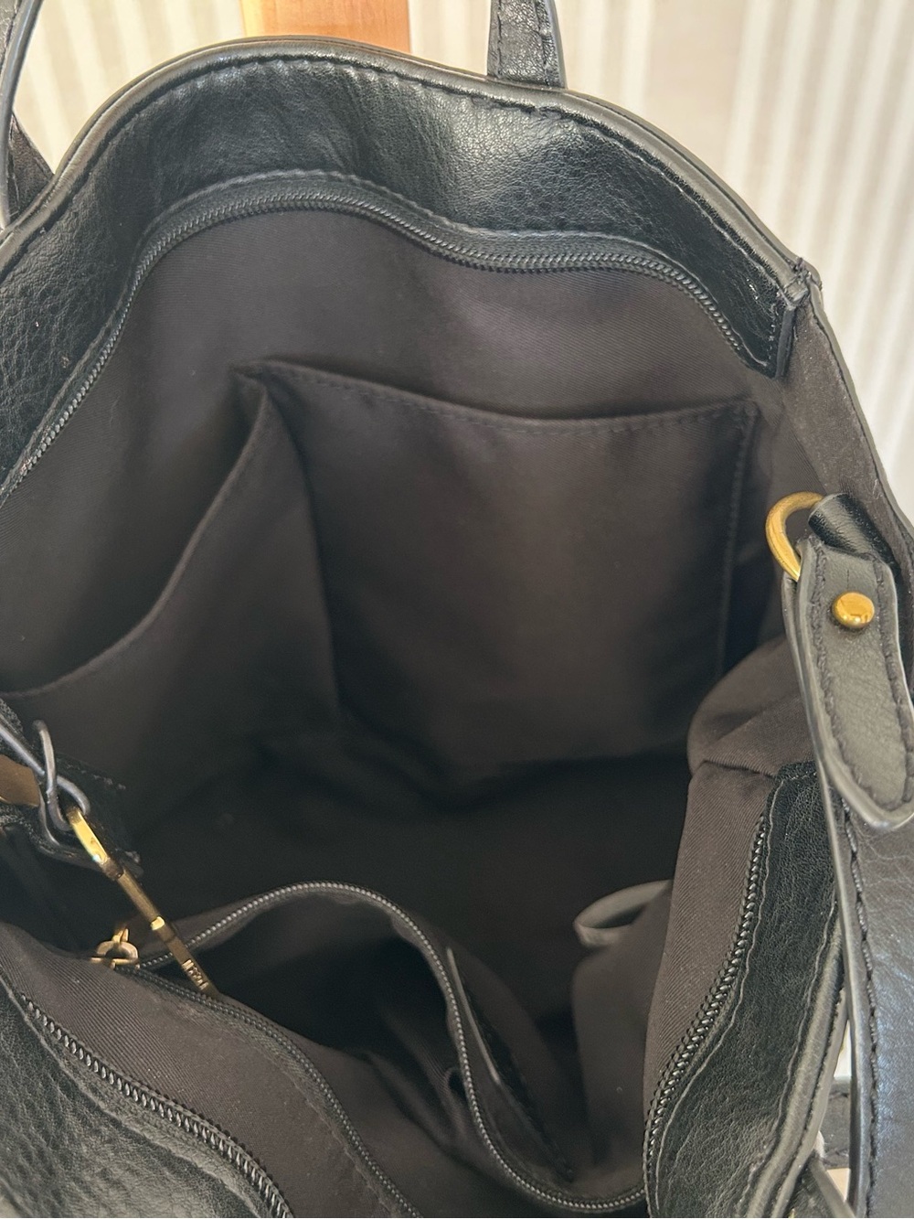 Fossil Camilla Black 100% Leather Backpack 3-in-1 Convertible Bag - Picture 6 of 9